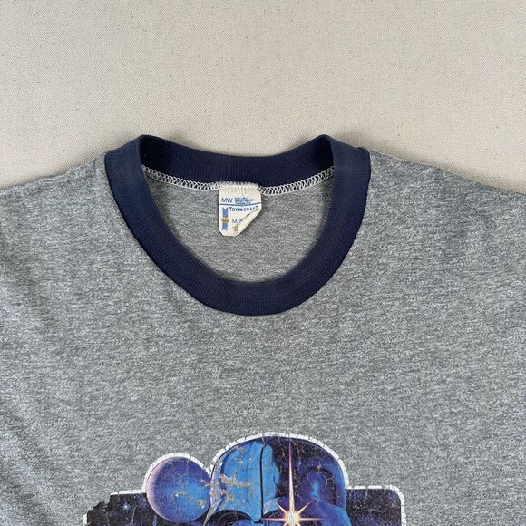 1977 Star Wars Ringer Shirt Men’s Medium Gray Short Sleeve Iron On‎ Graphic - Picture 5 of 16